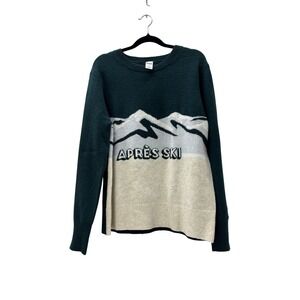 Victoria's Secret PINK Apres Ski Mountain Graphic Knit Sweater Green Womens M